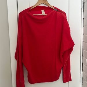Free People off the shoulder zipper sweater Red Large